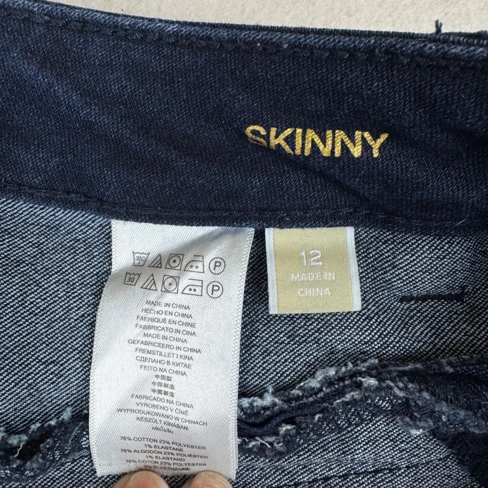 Michael Kors Womens Skinny Jeans Dark Wash Gold Zip Detail Size 12